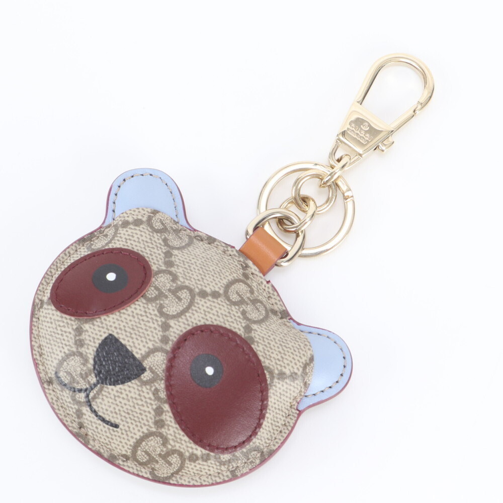 Gucci GG Supreme Panda Animal Shape Leather Keychain Bag Charm for Women